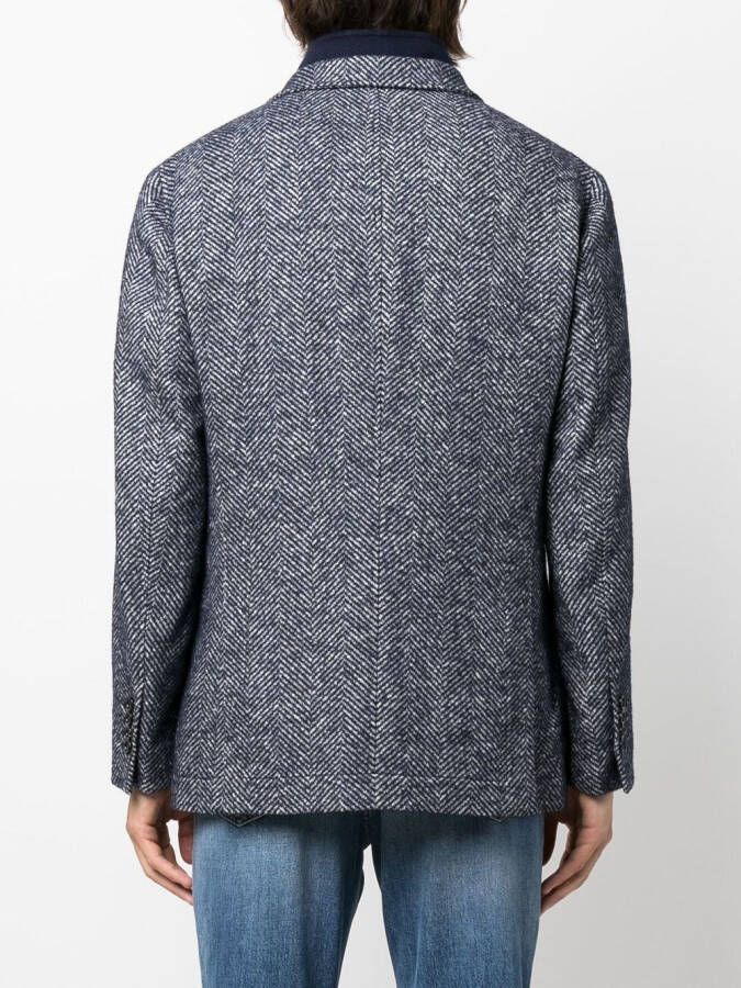 Brunello Cucinelli Jas met chevron streep Blauw