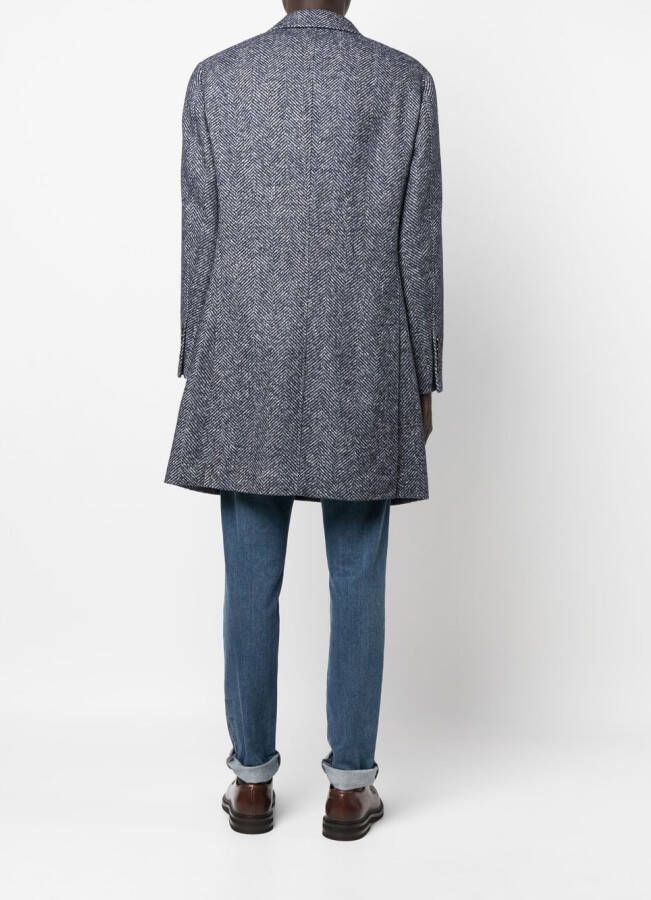 Brunello Cucinelli Jas met visgraat patroon Blauw