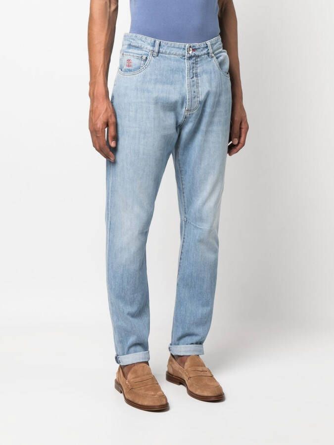 Brunello Cucinelli Jeans met toelopende pijpen Blauw