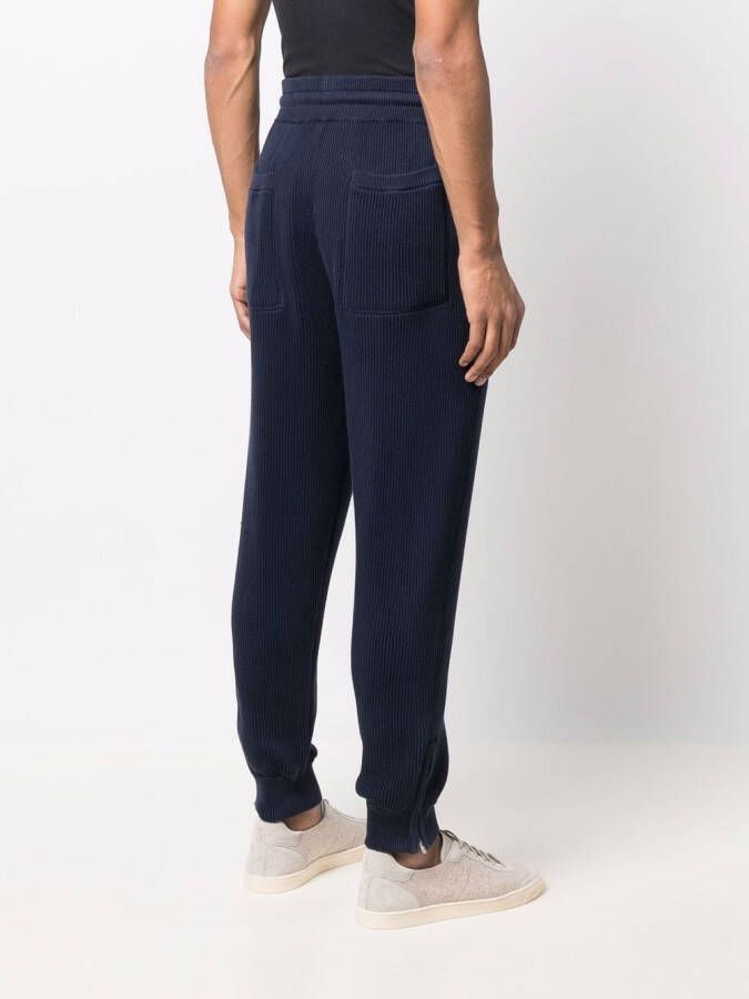 Brunello Cucinelli Joggingbroek met geribbeld detail Blauw