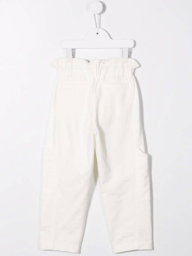 Brunello Cucinelli Kids Broek met paperbag taille Wit