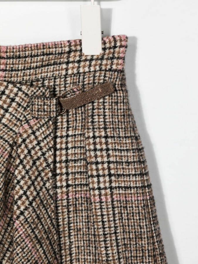 Brunello Cucinelli Kids Geruite skort Bruin