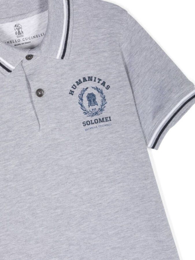 Brunello Cucinelli Kids Poloshirt met logoprint Grijs