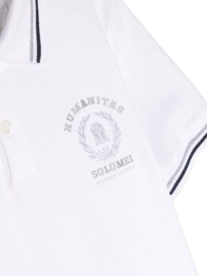Brunello Cucinelli Kids Poloshirt met logoprint Wit