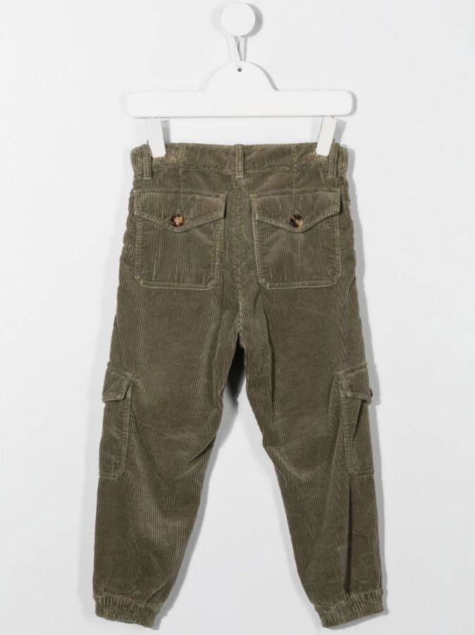 Brunello Cucinelli Kids Ribfluwelen broek Groen