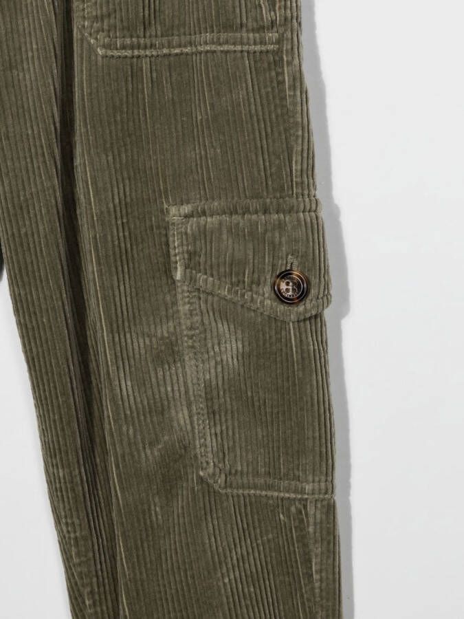 Brunello Cucinelli Kids Ribfluwelen broek Groen
