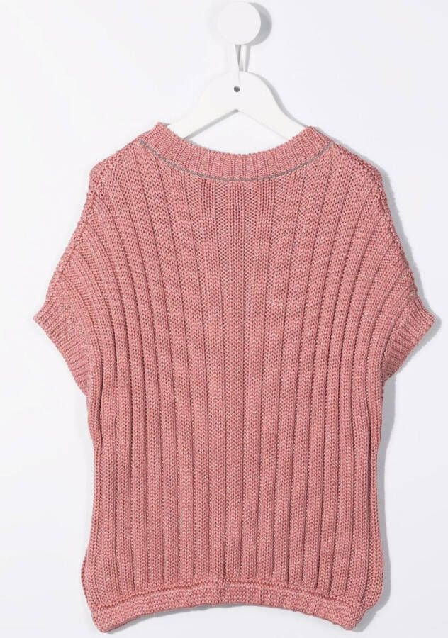 Brunello Cucinelli Kids Ribgebreide trui Roze