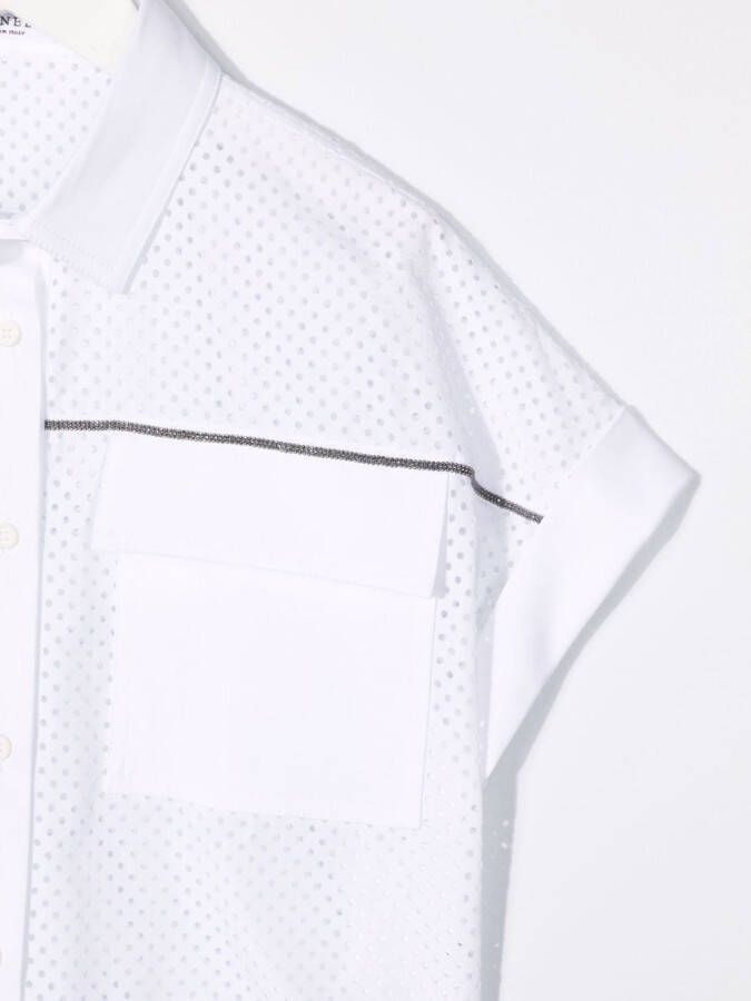 Brunello Cucinelli Kids Shirt met mesh vlakken Wit
