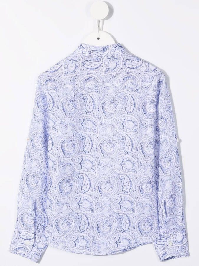 Brunello Cucinelli Kids Shirt met paisley-print Blauw
