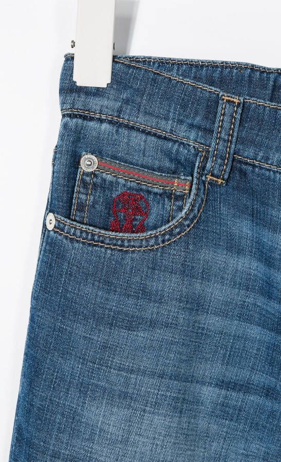 Brunello Cucinelli Kids Spijkerbroek met vervaagd-effect Blauw