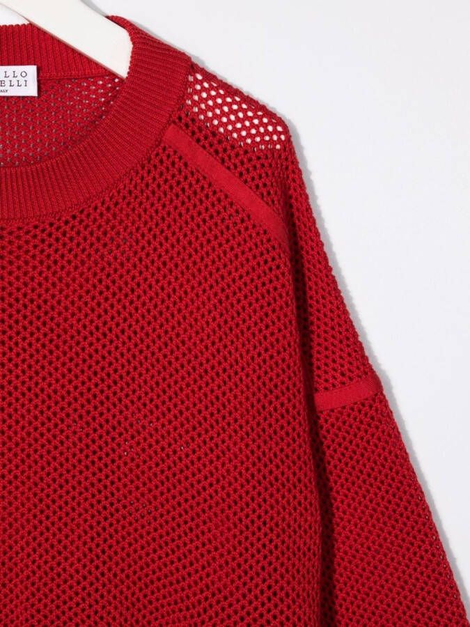 Brunello Cucinelli Kids Sweater met ronde hals Rood