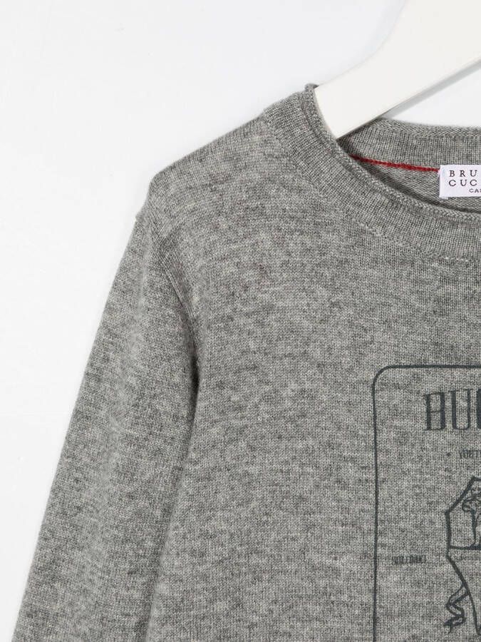 Brunello Cucinelli Kids T-shirt met print Grijs