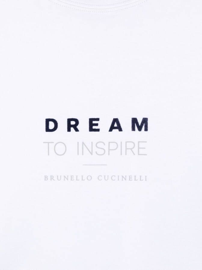 Brunello Cucinelli Kids T-shirt met tekst Wit
