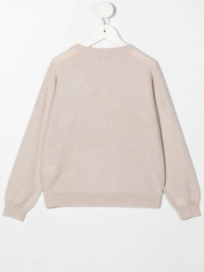 Brunello Cucinelli Kids Trui met ronde hals Beige
