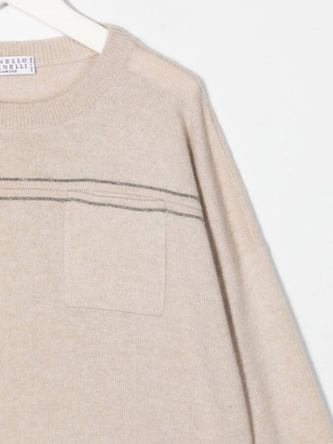 Brunello Cucinelli Kids Trui met ronde hals Beige