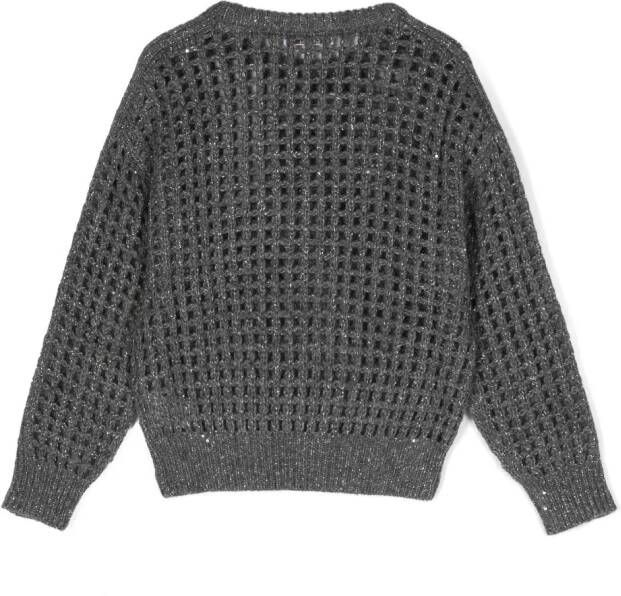 Brunello Cucinelli Kids Trui verfraaid met pailletten Grijs