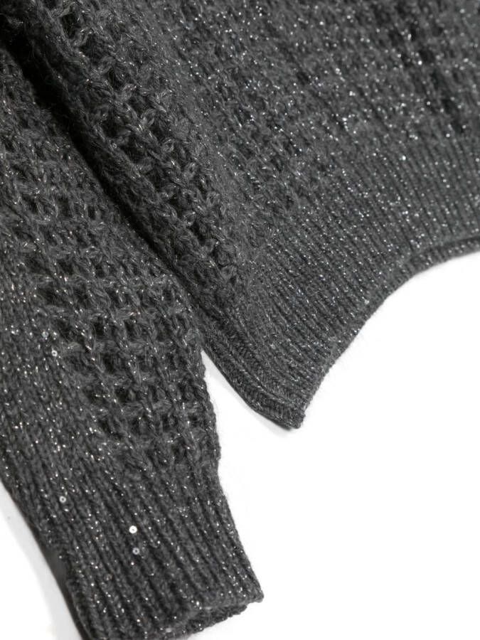 Brunello Cucinelli Kids Trui verfraaid met pailletten Grijs