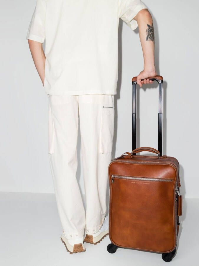 Brunello Cucinelli Koffer met logo-reliëf Bruin