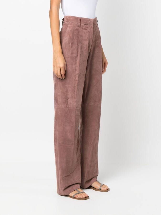 Brunello Cucinelli Leren broek Roze