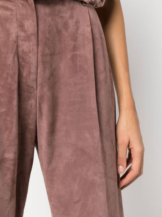 Brunello Cucinelli Leren broek Roze