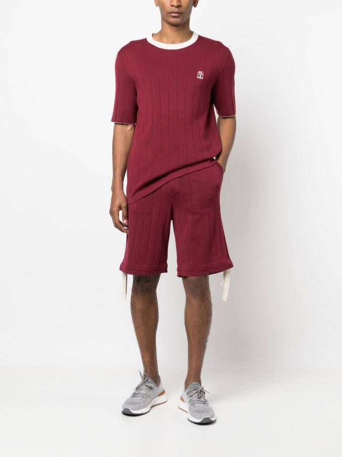 Brunello Cucinelli Trui met geborduurd logo Rood
