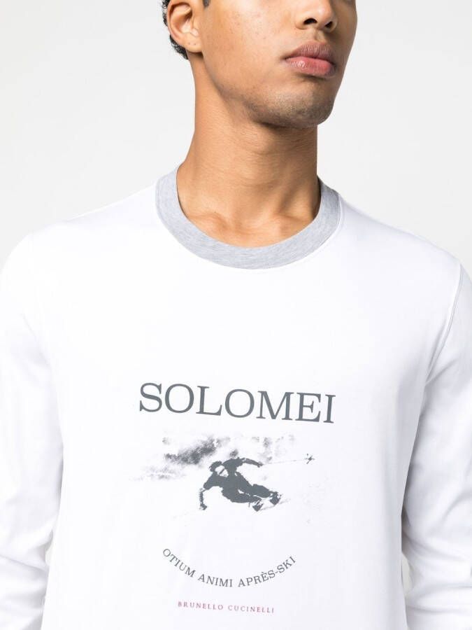 Brunello Cucinelli T-shirt met logoprint Wit