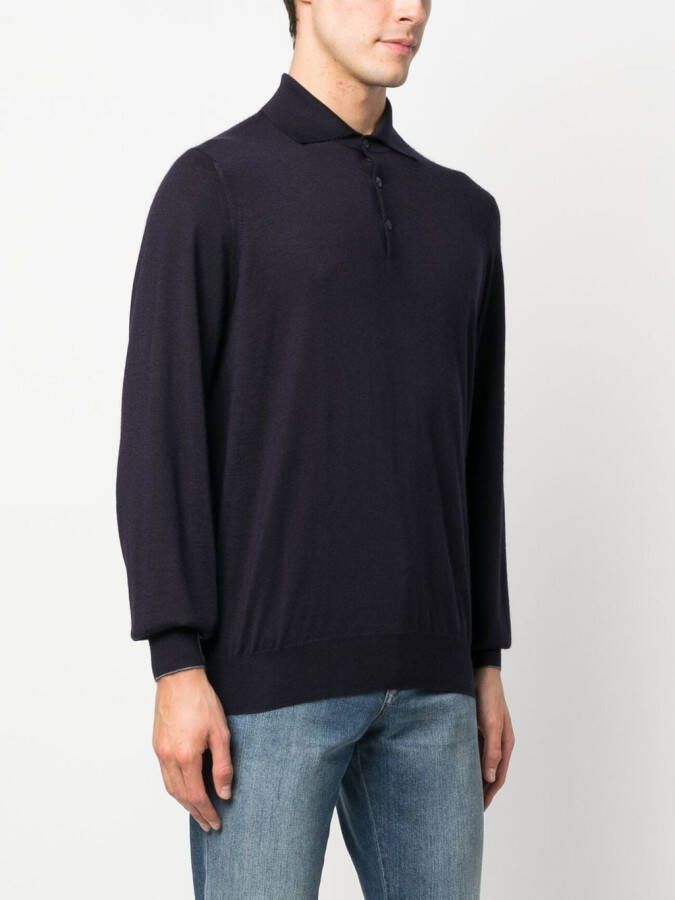Brunello Cucinelli Poloshirt met lange mouwen Blauw