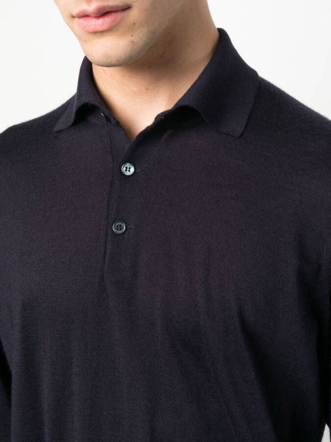 Brunello Cucinelli Poloshirt met lange mouwen Blauw