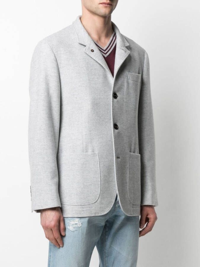 Brunello Cucinelli Mantel met enkele rij knopen Grijs