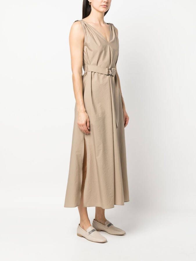 Brunello Cucinelli Maxi-jurk met ceintuur Beige