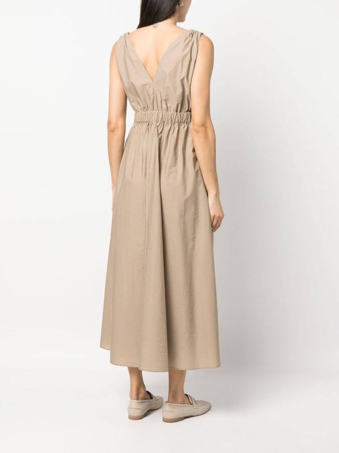 Brunello Cucinelli Maxi-jurk met ceintuur Beige