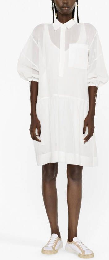 Brunello Cucinelli Maxi-jurk met pofmouwen Wit