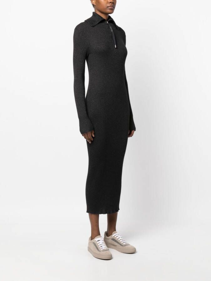 Brunello Cucinelli Midi-jurk met halve rits Zwart