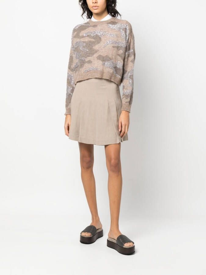 Brunello Cucinelli Mini-plooirok Bruin