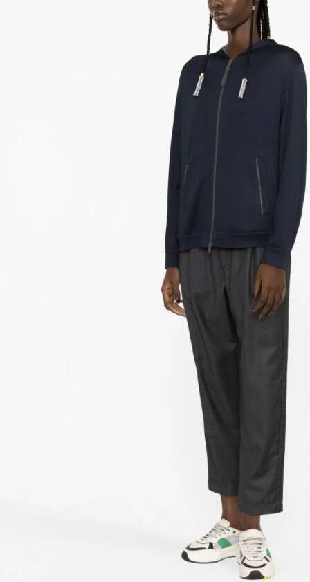 Brunello Cucinelli Hoodie met rits Blauw