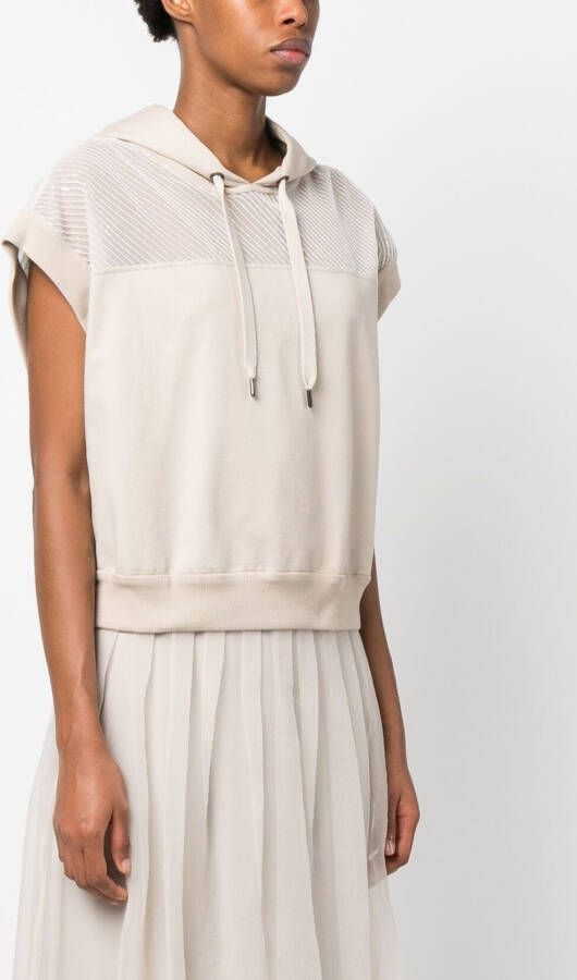 Brunello Cucinelli Mouwloze hoodie Beige