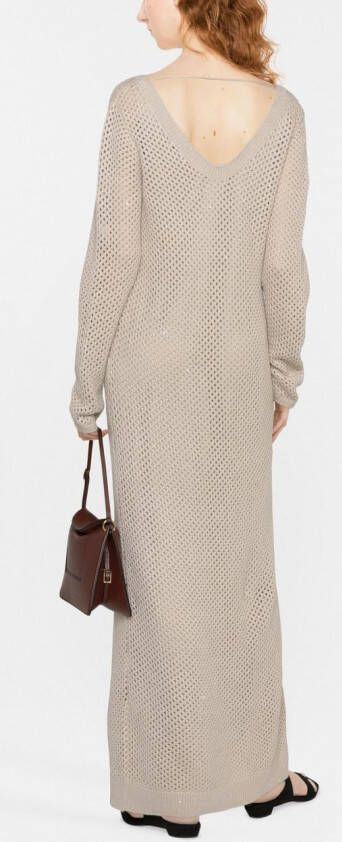 Brunello Cucinelli Opengebreide maxi-jurk Beige