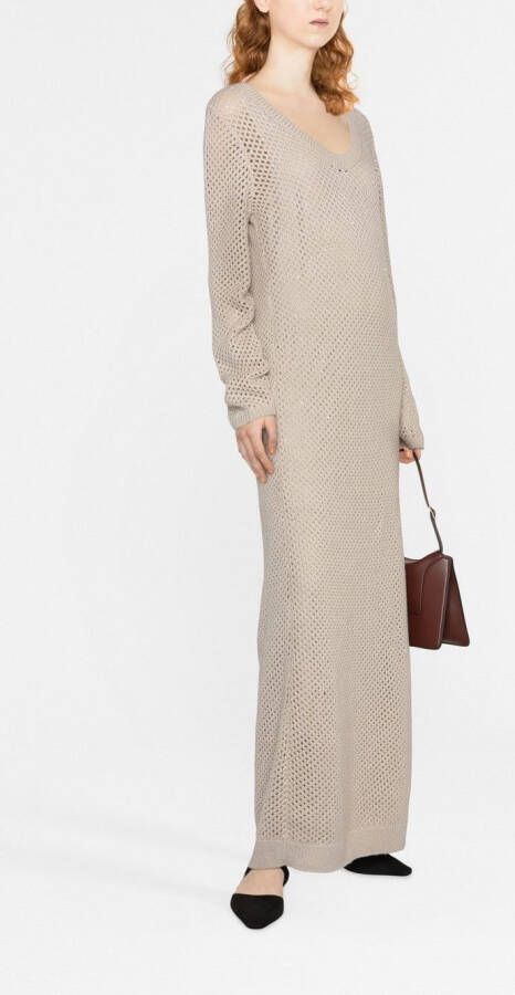 Brunello Cucinelli Opengebreide maxi-jurk Beige