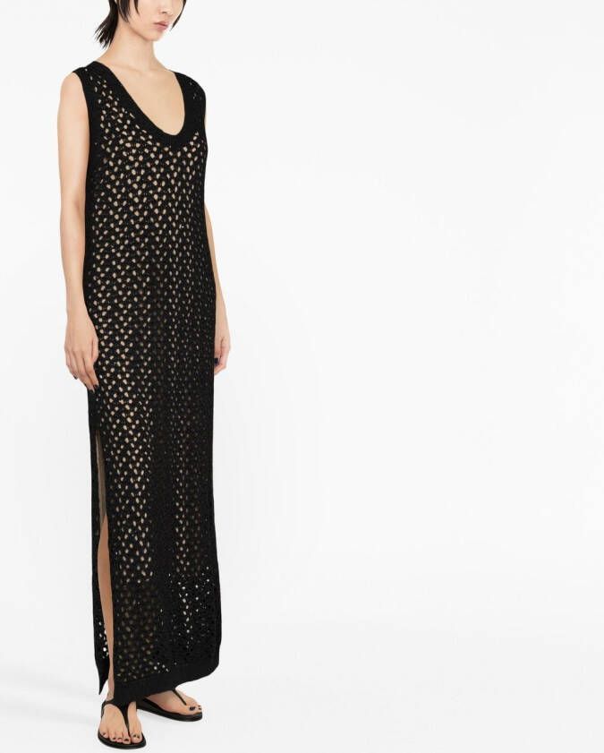 Brunello Cucinelli Opengebreide maxi-jurk Zwart