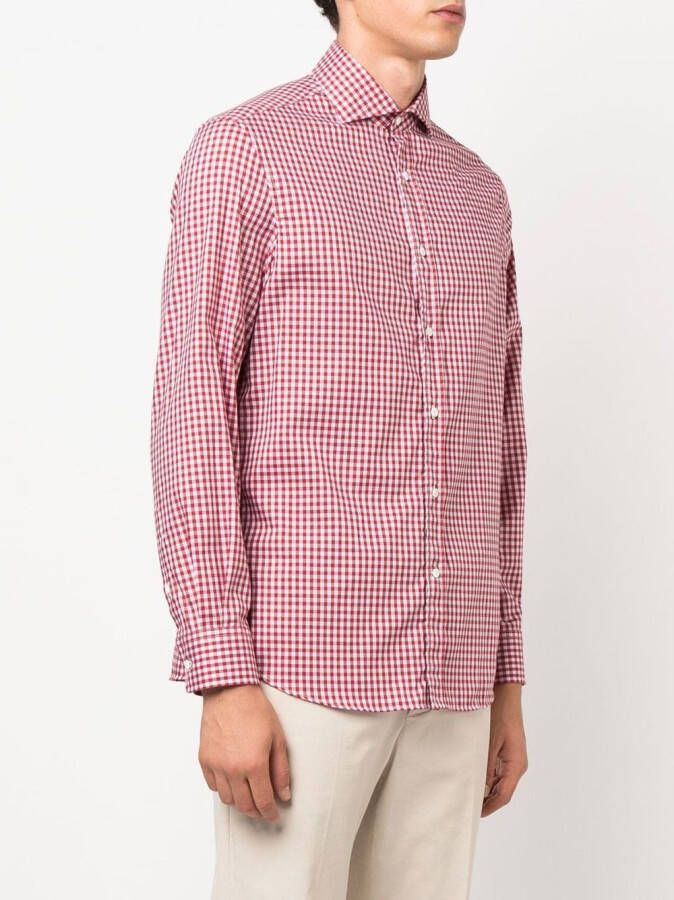 Brunello Cucinelli Overhemd met gingham-print Rood