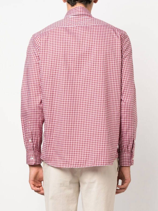 Brunello Cucinelli Overhemd met gingham-print Rood