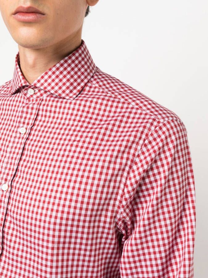Brunello Cucinelli Overhemd met gingham-print Rood