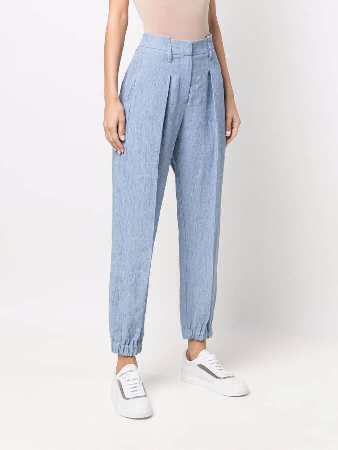 Brunello Cucinelli Pantalon met cuffs Blauw