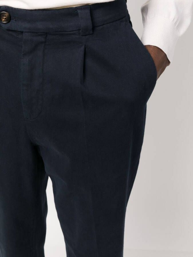 Brunello Cucinelli Pantalon met geplooid detail Blauw