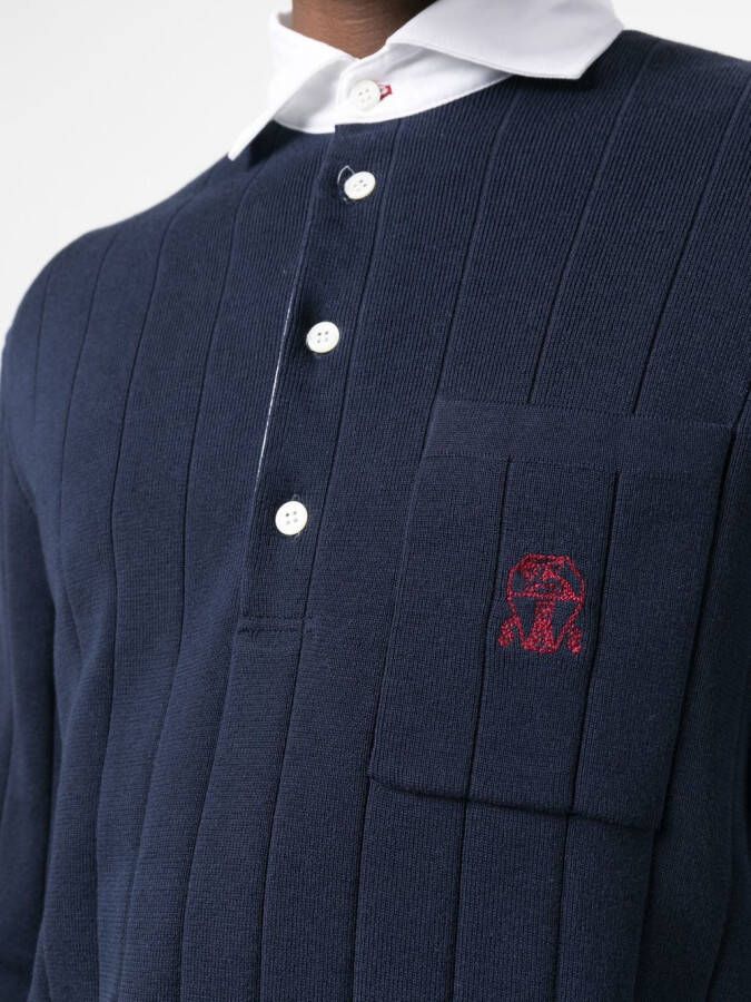Brunello Cucinelli Poloshirt met geborduurd logo Blauw