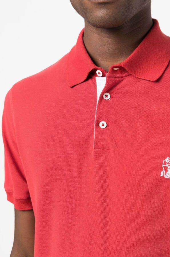 Brunello Cucinelli Poloshirt met geborduurd logo Rood