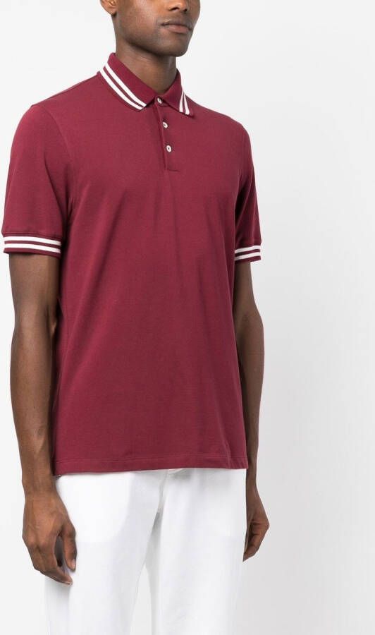 Brunello Cucinelli Poloshirt met gestreepte afwerking Rood