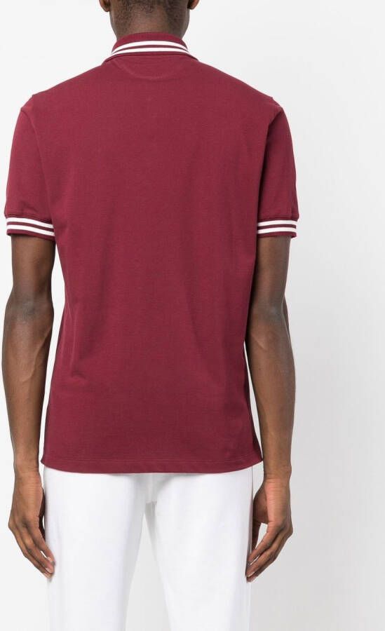Brunello Cucinelli Poloshirt met gestreepte afwerking Rood