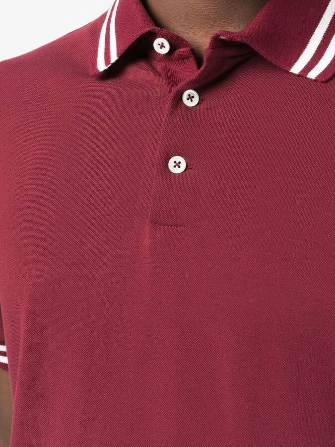 Brunello Cucinelli Poloshirt met gestreepte afwerking Rood