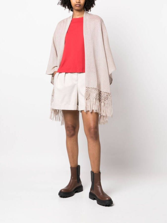 Brunello Cucinelli Poncho met franje BROWN